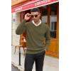 imageCOOFANDY Men V Neck Dress Sweater Knit Long Sleeve Casual Slim Fit Pullover SweaterArmy Green
