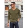imageCOOFANDY Men V Neck Dress Sweater Knit Long Sleeve Casual Slim Fit Pullover SweaterArmy Green