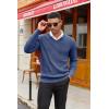 imageCOOFANDY Men V Neck Dress Sweater Knit Long Sleeve Casual Slim Fit Pullover SweaterBlue and White