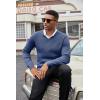 imageCOOFANDY Men V Neck Dress Sweater Knit Long Sleeve Casual Slim Fit Pullover SweaterBlue and White