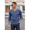 imageCOOFANDY Men V Neck Dress Sweater Knit Long Sleeve Casual Slim Fit Pullover SweaterBlue and White