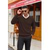 imageCOOFANDY Men V Neck Dress Sweater Knit Long Sleeve Casual Slim Fit Pullover SweaterBrown