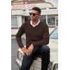 imageCOOFANDY Men V Neck Dress Sweater Knit Long Sleeve Casual Slim Fit Pullover SweaterBrown