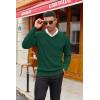imageCOOFANDY Men V Neck Dress Sweater Knit Long Sleeve Casual Slim Fit Pullover SweaterGreen