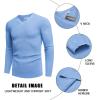 imageCOOFANDY Men V Neck Dress Sweater Knit Long Sleeve Casual Slim Fit Pullover SweaterLight Blue