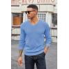 imageCOOFANDY Men V Neck Dress Sweater Knit Long Sleeve Casual Slim Fit Pullover SweaterLight Blue