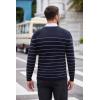 imageCOOFANDY Men V Neck Dress Sweater Knit Long Sleeve Casual Slim Fit Pullover SweaterNavyWhite Mariner Stripe