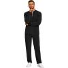 imageCOOFANDY Mens 2 Piece Tracksuit Set Polo Athletic Sweatsuit Quarter Zip Jogging Long Sleeve Casual Sports OutfitsAll Black