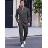 imageCOOFANDY Mens 2 Piece Tracksuit Set Polo Athletic Sweatsuit Quarter Zip Jogging Long Sleeve Casual Sports OutfitsDark Grey