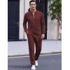 imageCOOFANDY Mens 2 Piece Tracksuit Set Polo Athletic Sweatsuit Quarter Zip Jogging Long Sleeve Casual Sports OutfitsDark Red