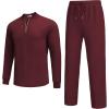 imageCOOFANDY Mens 2 Piece Tracksuit Set Polo Athletic Sweatsuit Quarter Zip Jogging Long Sleeve Casual Sports OutfitsDark Red
