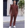imageCOOFANDY Mens 2 Piece Tracksuit Set Polo Athletic Sweatsuit Quarter Zip Jogging Long Sleeve Casual Sports OutfitsDark Red