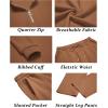 imageCOOFANDY Mens 2 Piece Tracksuit Set Polo Athletic Sweatsuit Quarter Zip Jogging Long Sleeve Casual Sports OutfitsLight Brown