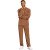 imageCOOFANDY Mens 2 Piece Tracksuit Set Polo Athletic Sweatsuit Quarter Zip Jogging Long Sleeve Casual Sports OutfitsLight Brown