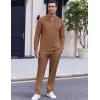 imageCOOFANDY Mens 2 Piece Tracksuit Set Polo Athletic Sweatsuit Quarter Zip Jogging Long Sleeve Casual Sports OutfitsLight Brown