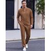 imageCOOFANDY Mens 2 Piece Tracksuit Set Polo Athletic Sweatsuit Quarter Zip Jogging Long Sleeve Casual Sports OutfitsLight Brown