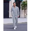 imageCOOFANDY Mens 2 Piece Tracksuit Set Polo Athletic Sweatsuit Quarter Zip Jogging Long Sleeve Casual Sports OutfitsLight Grey Jacquard