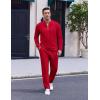 imageCOOFANDY Mens 2 Piece Tracksuit Set Polo Athletic Sweatsuit Quarter Zip Jogging Long Sleeve Casual Sports OutfitsRed