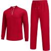 imageCOOFANDY Mens 2 Piece Tracksuit Set Polo Athletic Sweatsuit Quarter Zip Jogging Long Sleeve Casual Sports OutfitsRed