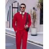 imageCOOFANDY Mens 2 Piece Tracksuit Set Polo Athletic Sweatsuit Quarter Zip Jogging Long Sleeve Casual Sports OutfitsRed