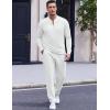 imageCOOFANDY Mens 2 Piece Tracksuit Set Polo Athletic Sweatsuit Quarter Zip Jogging Long Sleeve Casual Sports OutfitsWhite