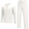 imageCOOFANDY Mens 2 Piece Tracksuit Set Polo Athletic Sweatsuit Quarter Zip Jogging Long Sleeve Casual Sports OutfitsWhite