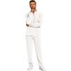 imageCOOFANDY Mens 2 Piece Tracksuit Set Polo Athletic Sweatsuit Quarter Zip Jogging Long Sleeve Casual Sports OutfitsWhite