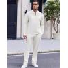 imageCOOFANDY Mens 2 Piece Tracksuit Set Polo Athletic Sweatsuit Quarter Zip Jogging Long Sleeve Casual Sports OutfitsWhite
