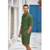 imageCOOFANDY Mens 2 Pieces Linen Set Henley Shirt Short Sleeve and Shorts Summer Beach Yoga Matching OutfitsArmy Green