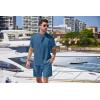 imageCOOFANDY Mens 2 Pieces Linen Set Henley Shirt Short Sleeve and Shorts Summer Beach Yoga Matching OutfitsDenim Blue