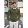 imageCOOFANDY Mens Crewneck Knit Sweater Slim Fit Lightweight Casual Twist Patterned Cable Knitted PulloverAarmygreen