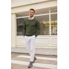imageCOOFANDY Mens Crewneck Knit Sweater Slim Fit Lightweight Casual Twist Patterned Cable Knitted PulloverAarmygreen