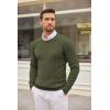 imageCOOFANDY Mens Crewneck Knit Sweater Slim Fit Lightweight Casual Twist Patterned Cable Knitted PulloverAarmygreen