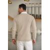 imageCOOFANDY Mens Crewneck Knit Sweater Slim Fit Lightweight Casual Twist Patterned Cable Knitted PulloverAbeige