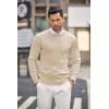 imageCOOFANDY Mens Crewneck Knit Sweater Slim Fit Lightweight Casual Twist Patterned Cable Knitted PulloverAbeige