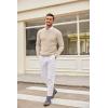 imageCOOFANDY Mens Crewneck Knit Sweater Slim Fit Lightweight Casual Twist Patterned Cable Knitted PulloverAbeige