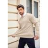 imageCOOFANDY Mens Crewneck Knit Sweater Slim Fit Lightweight Casual Twist Patterned Cable Knitted PulloverAbeige