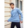 imageCOOFANDY Mens Crewneck Knit Sweater Slim Fit Lightweight Casual Twist Patterned Cable Knitted PulloverAblue