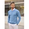 imageCOOFANDY Mens Crewneck Knit Sweater Slim Fit Lightweight Casual Twist Patterned Cable Knitted PulloverAblue