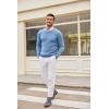 imageCOOFANDY Mens Crewneck Knit Sweater Slim Fit Lightweight Casual Twist Patterned Cable Knitted PulloverAblue
