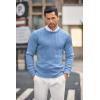 imageCOOFANDY Mens Crewneck Knit Sweater Slim Fit Lightweight Casual Twist Patterned Cable Knitted PulloverAblue