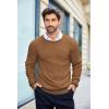 imageCOOFANDY Mens Crewneck Knit Sweater Slim Fit Lightweight Casual Twist Patterned Cable Knitted PulloverAbrown