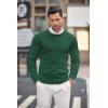 imageCOOFANDY Mens Crewneck Knit Sweater Slim Fit Lightweight Casual Twist Patterned Cable Knitted PulloverAdark Green