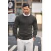 imageCOOFANDY Mens Crewneck Knit Sweater Slim Fit Lightweight Casual Twist Patterned Cable Knitted PulloverAdark Grey
