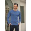 imageCOOFANDY Mens Crewneck Knit Sweater Slim Fit Lightweight Casual Twist Patterned Cable Knitted PulloverAdenim Blue