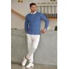 imageCOOFANDY Mens Crewneck Knit Sweater Slim Fit Lightweight Casual Twist Patterned Cable Knitted PulloverAdenim Blue