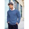 imageCOOFANDY Mens Crewneck Knit Sweater Slim Fit Lightweight Casual Twist Patterned Cable Knitted PulloverAdenim Blue