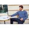 imageCOOFANDY Mens Crewneck Knit Sweater Slim Fit Lightweight Casual Twist Patterned Cable Knitted PulloverAdenim Blue