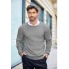 imageCOOFANDY Mens Crewneck Knit Sweater Slim Fit Lightweight Casual Twist Patterned Cable Knitted PulloverAgrey