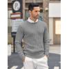 imageCOOFANDY Mens Crewneck Knit Sweater Slim Fit Lightweight Casual Twist Patterned Cable Knitted PulloverAgrey